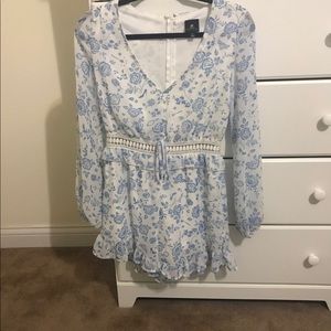 blue and white romper
